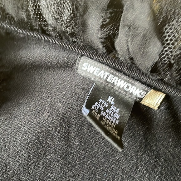 off the shoulder, mixed media silk blend sweater or top - Picture 6 of 7